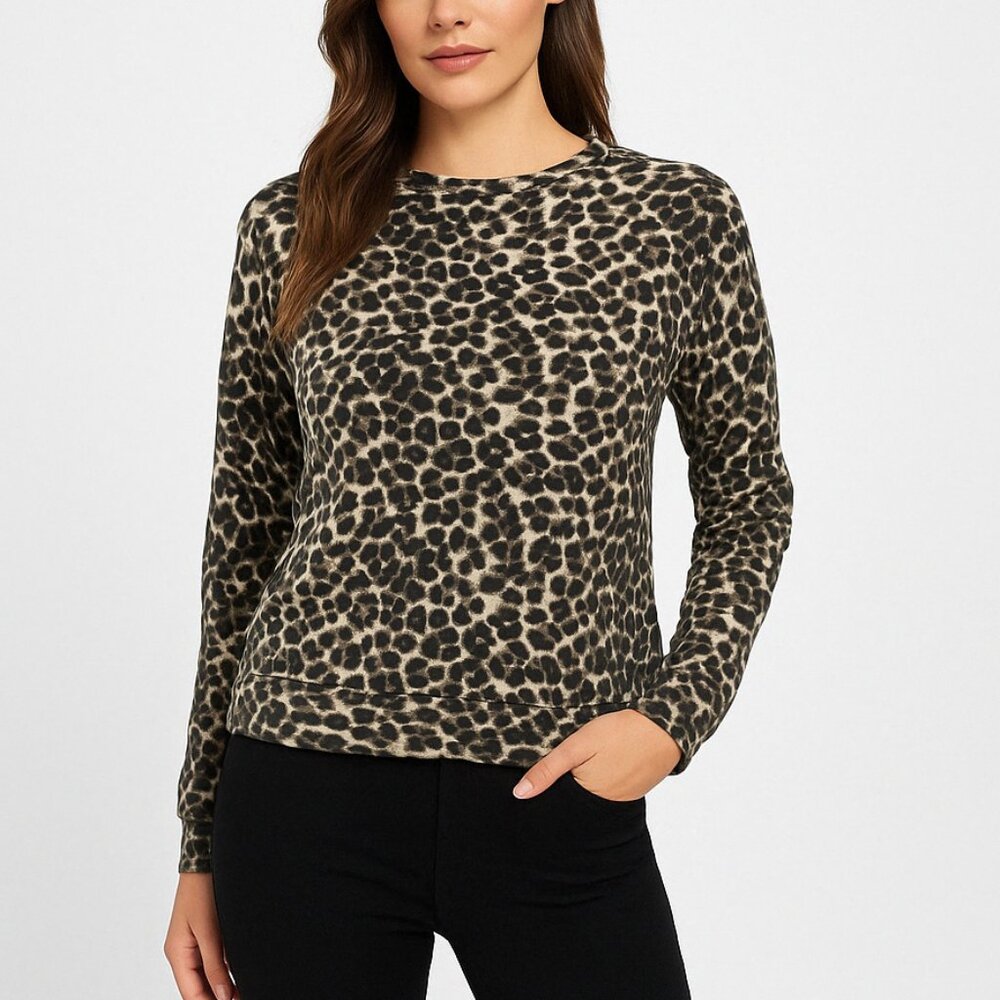 Riley & Rae (NWT) Women's Leopard Print Sweater Long Sleeve Soft Knit Pullover S